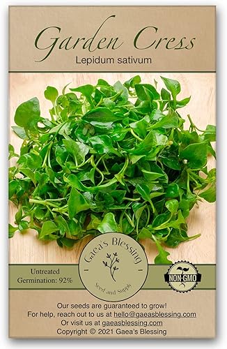 Gaea's Blessing Semillas  Semillas de berro rizado (0.11 oz)  Semillas sin OMG con instrucciones de siembra fáciles de seguir  Berro de jardín de disponible en Yaxa Costa Rica