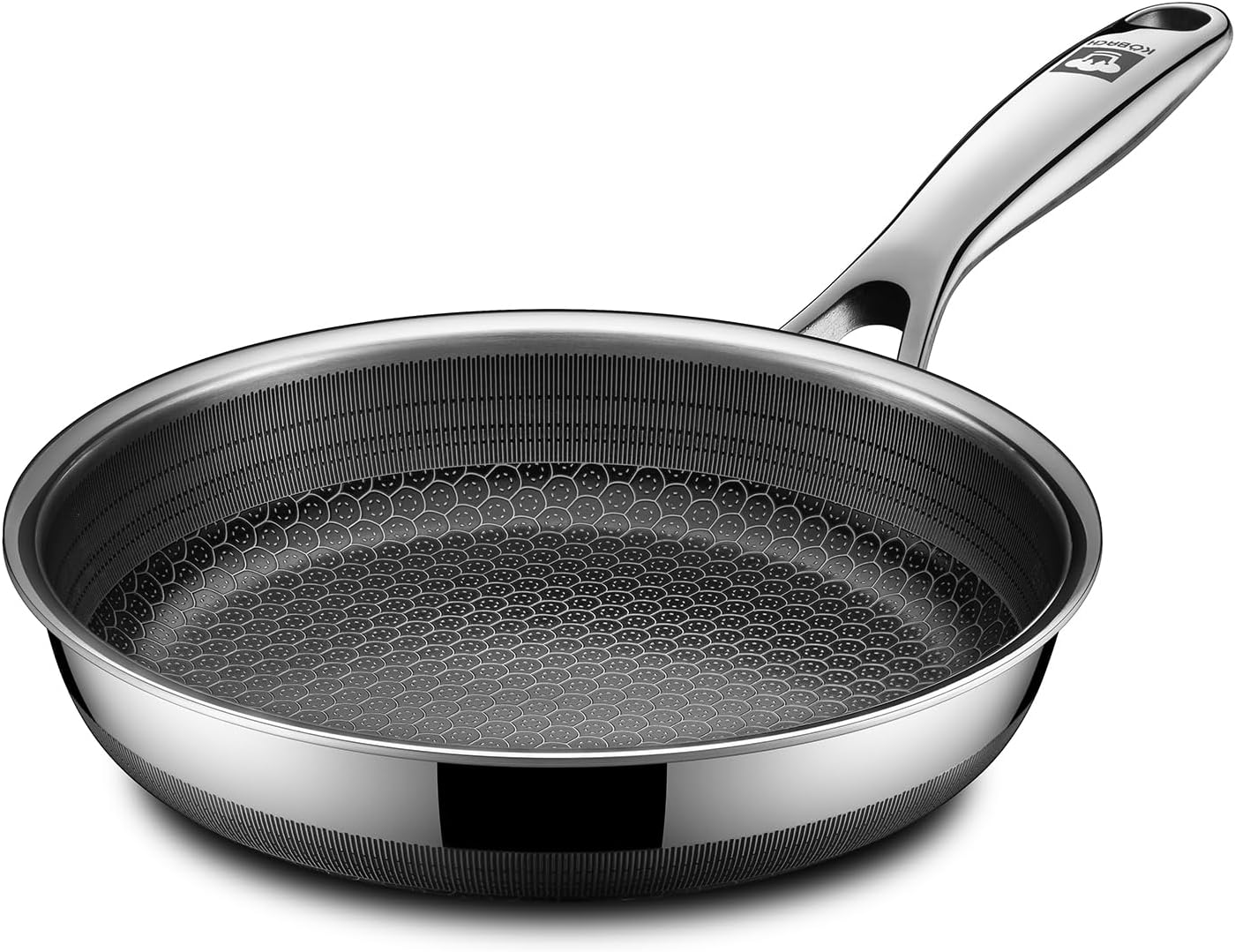 8in Nonstick Frying Pan - Stainless Steel Skillet, Dishwasher & Oven Safe, Compatible with Induction & Gas Stoves, Non-Toxic & Easy to Clean