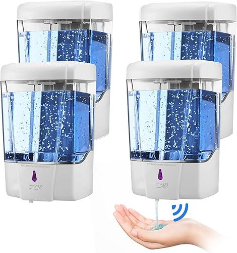 Paquete de 4 dispensadores automáticos de jabón sin contacto, dispensador de jabón de manos comercial de 20 onzas, dispensador de desinfectante de