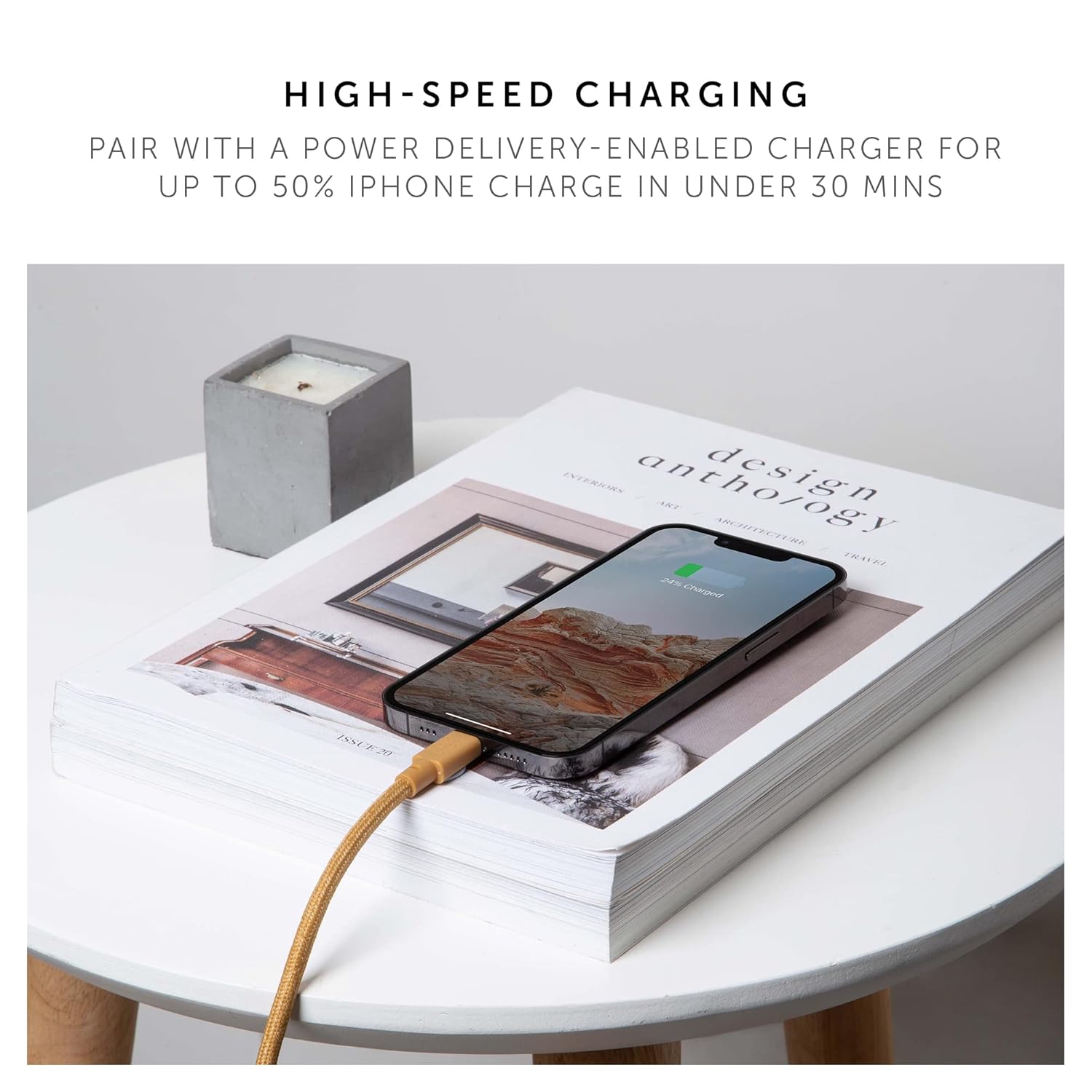 Native Union Belt USB-C to Lightning Cable - Heavy Duty 3m Reinforced Cable [MFi Certified] Compatible with iPhone 14, iPhone 13 and Earlier (Kraft)