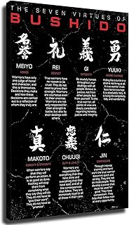 The Seven Virtues Of Bushido -Bushido Code Samurai Virtues Poster HD Canvas Printing Wall Art Decor Aesthetics For Living Room Bedroom kitchen bar Background Decor (08x12inch-Unframed)