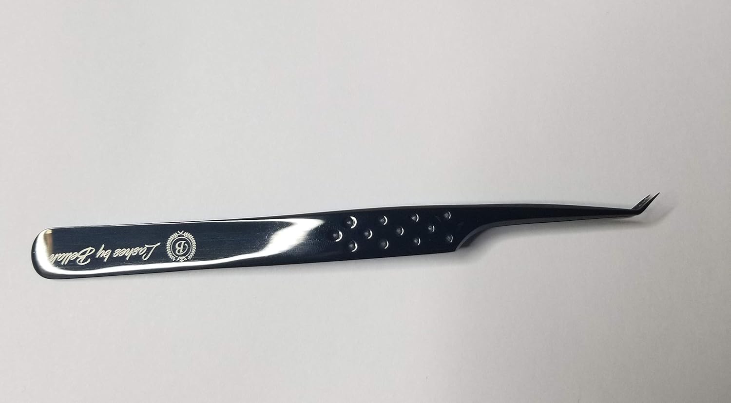Lashes by Bellah 45 Degree Angle tweezers, Eyelash Extensions Volume tweezers, Mega Volume, Classic, Isolation, Stainless steel. (Shiny Black)