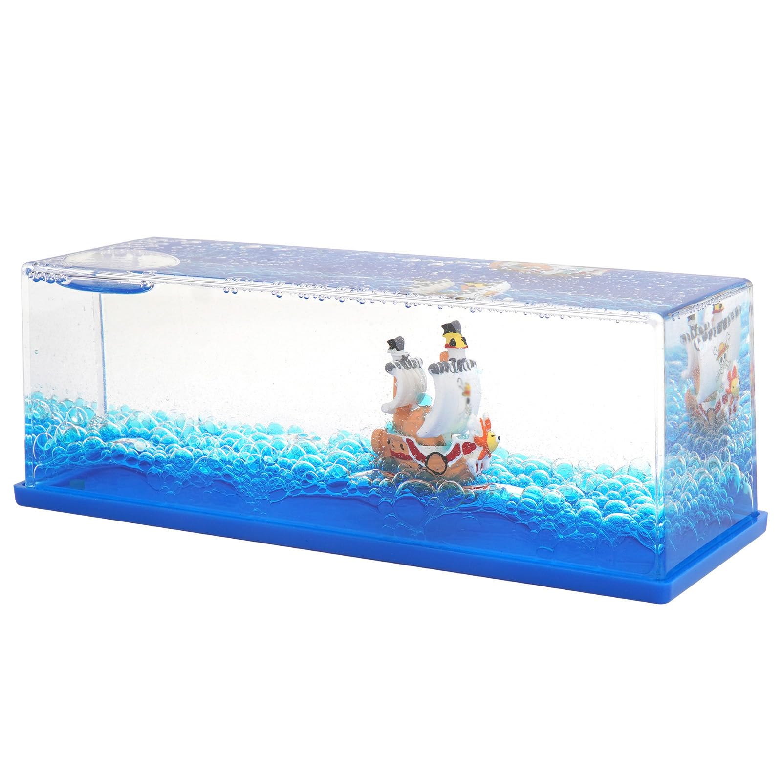 Unsinkable Ship Model Pirate Boat in a Bottle Box，Non Sinking Anime Merch Acrylic Cruise Ship Fluid Drift Bottle Desk for Decor Ornament Fans Gifts (F)