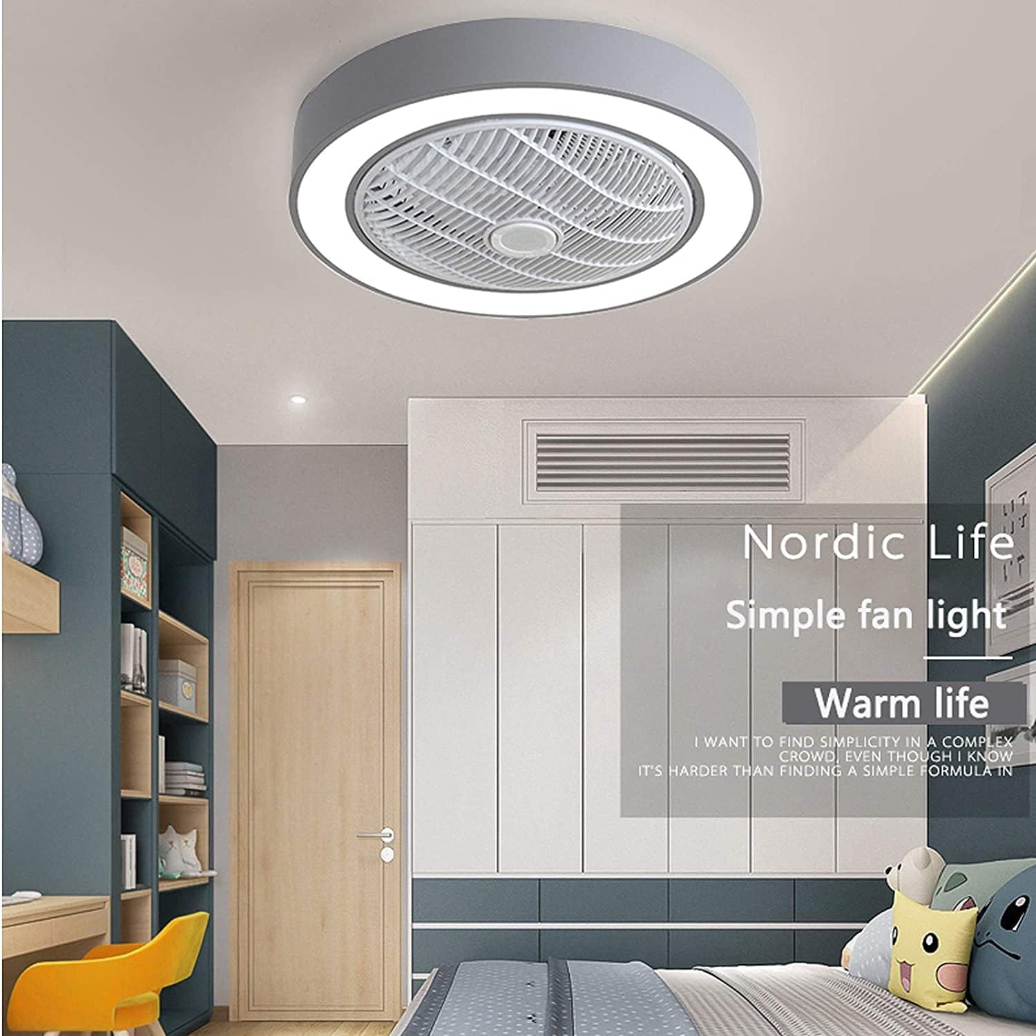 Fan Hanging Lights Ceiling Fan with Lights Bedroom Ceiling Fan Flush Ceiling Fan Three Color Variable Light Bedroom Ceiling Fan Light Three Speed Variable Fan Light Living Room Bedroom Dining Room (