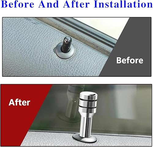 Miniatura 4 de 4 pernos de elevación de modificación de puerta de automóvil, 0.4 pulgadas x 1.9 pulgadas, perilla de metal para cerradura de puerta de vehículo,