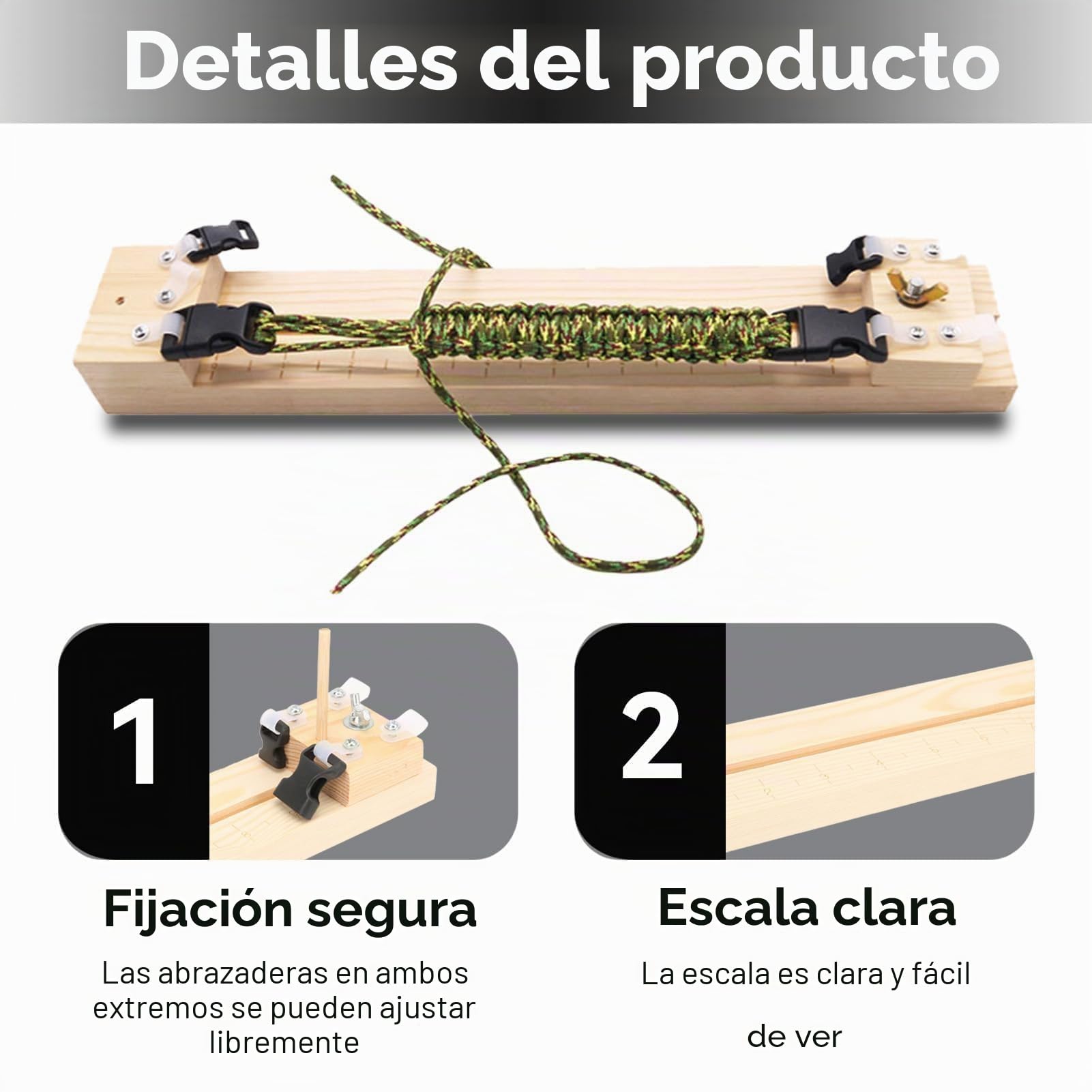 HERCHR Plantilla De Pulsera De Paracord, Kit De Fabricante De Pulseras Ajustable Pulsera Fabricante De Muñequeras Herramienta De Fabricación De Muñequeras Para Hacer Pulseras De Bricolaje