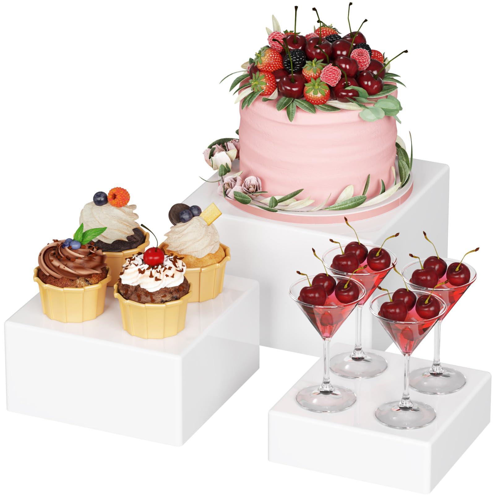 Set di espositori cubici in acrilico per tavolo da dessert Alzata per piccole figure Buffet