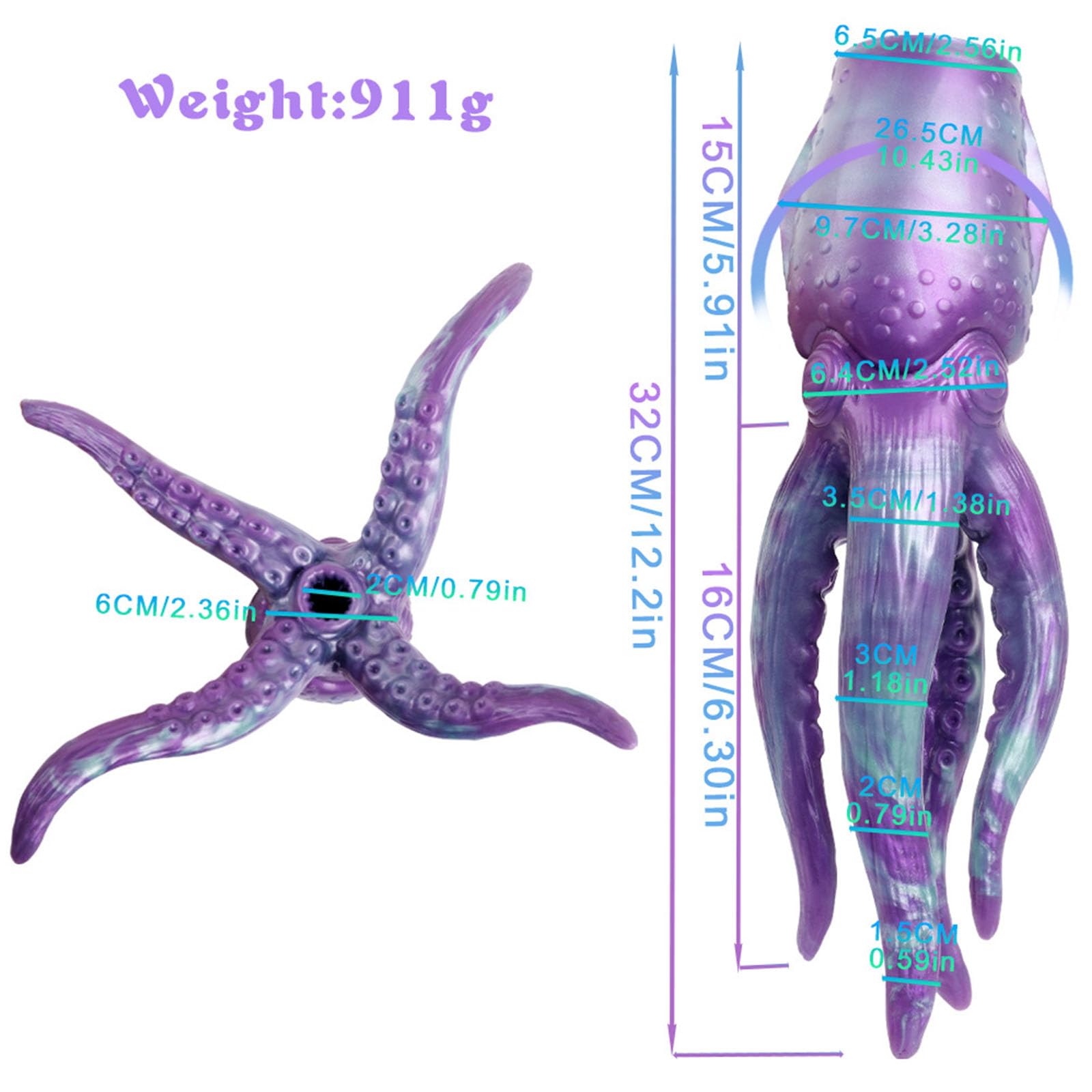 AMAZBEE Masturbateur 3 en 1 Monster Anal Plug Silicone Penis Stroker 3D Realistic Texture Male Masturbation Silicone Tentacle Dildo Female (Octopus)