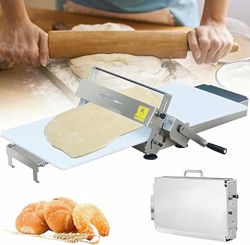 Stainless Steel Folding Seater Manual Dough Roller Machine with 0-25mm Adjustable Function, Perfect Dough Laminator or Fondant Roller Machine for Home Bakery /
