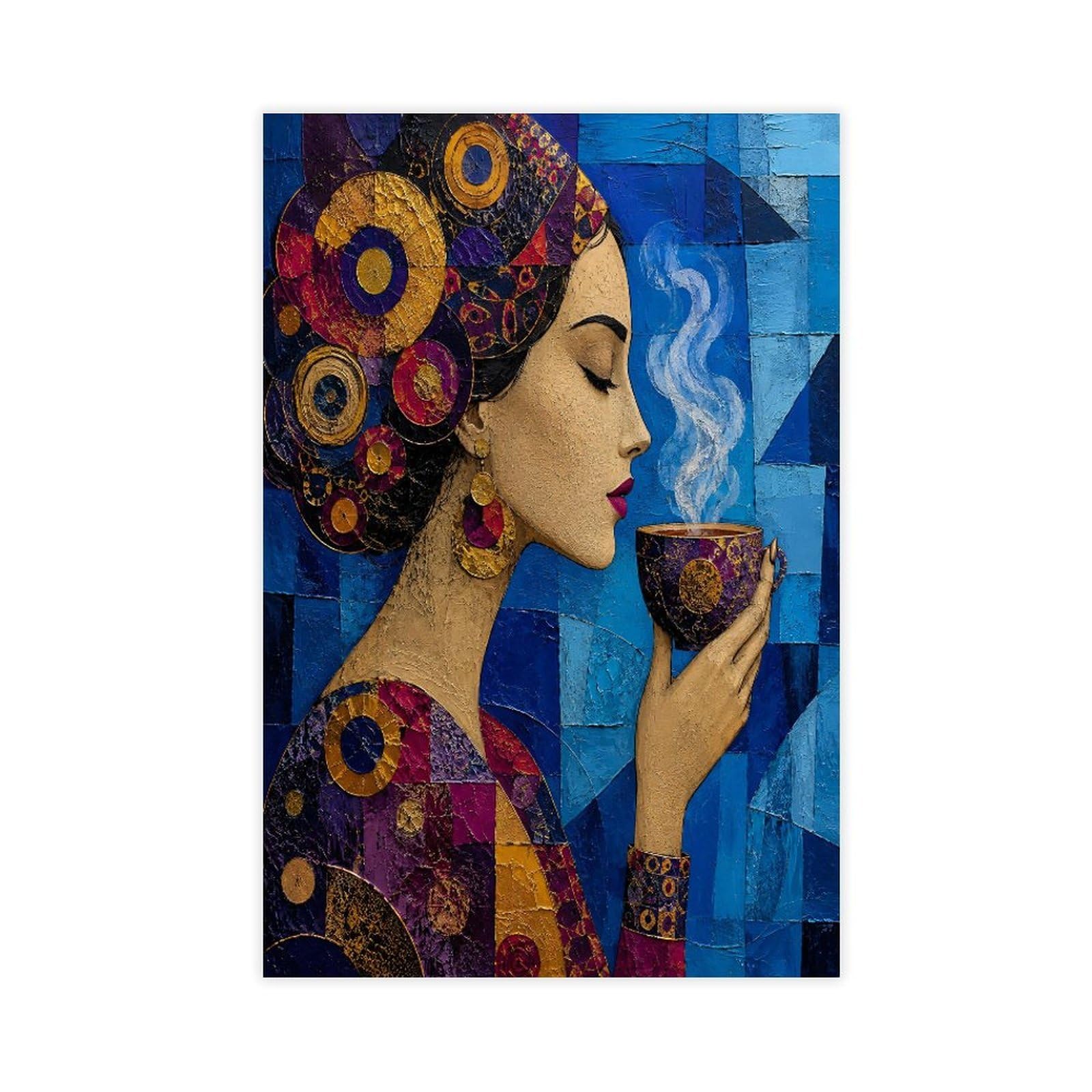 W7c8u2x3 Unframe-Style-11 Woman With Purple Headscarf Canvas Wall Art, Cubist Mosaic