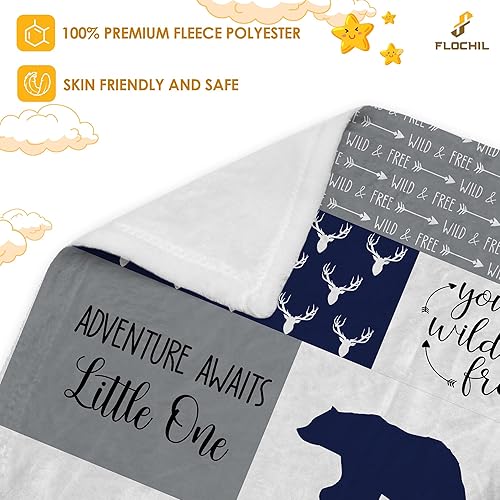 Miniatura 52 de FLOCHIL Personalized Baby Blankets, Custom Baby Blanket - Baby Blanket with Name for Boys, Best Gift for Newborn Elephants Flush Fleece (30x40)