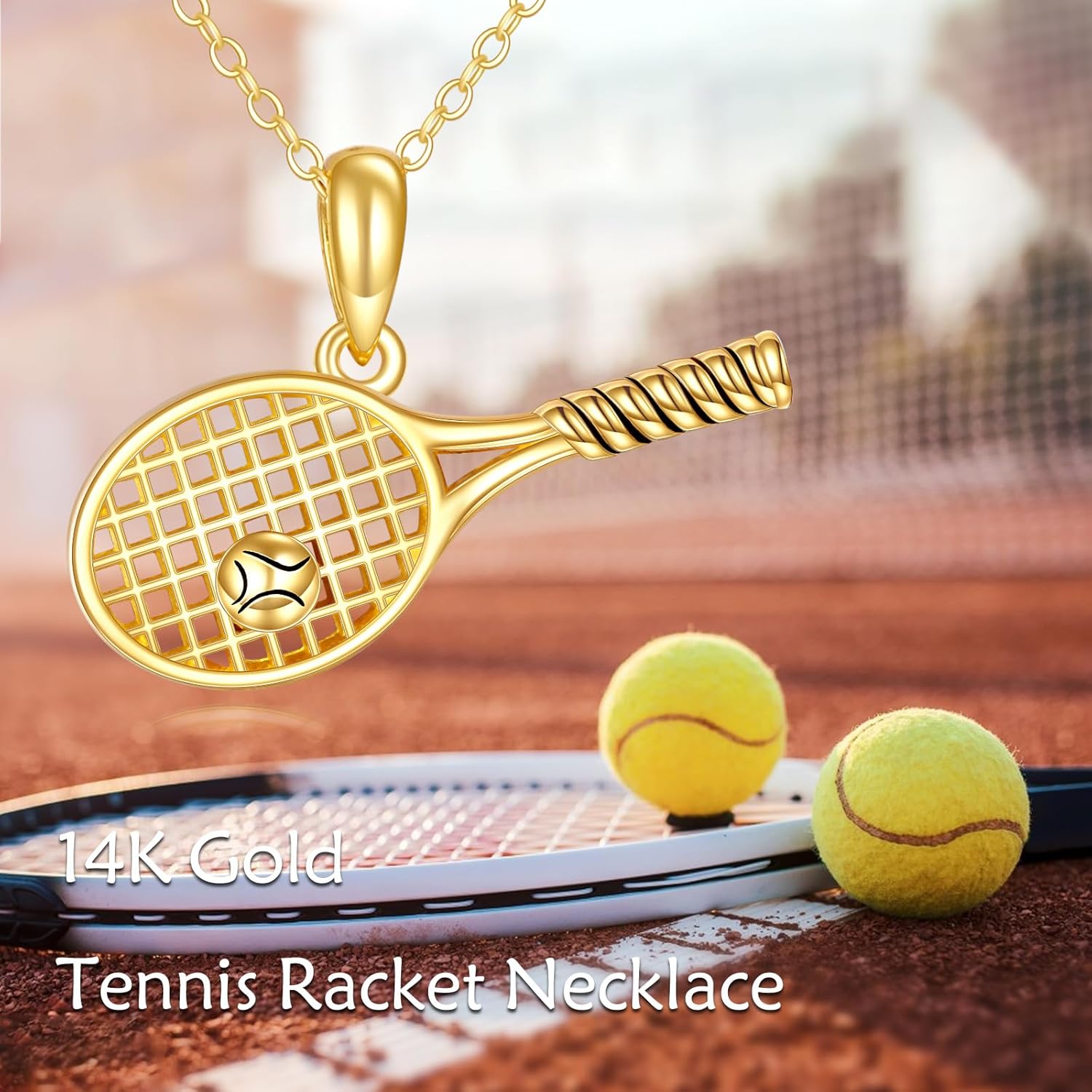 KECHO 14K Real Gold Sport Pendant Necklace Solid Yellow Gold Jewelry Gifts for Women Men Sport Lover