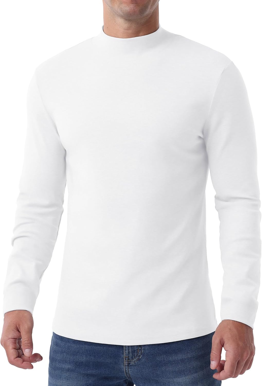Askdeer Men's T-Shirts Cotton Mock Turtleneck Long Sleeve Shirts Lightweight Thermal Pullover Sweaters - Image 5