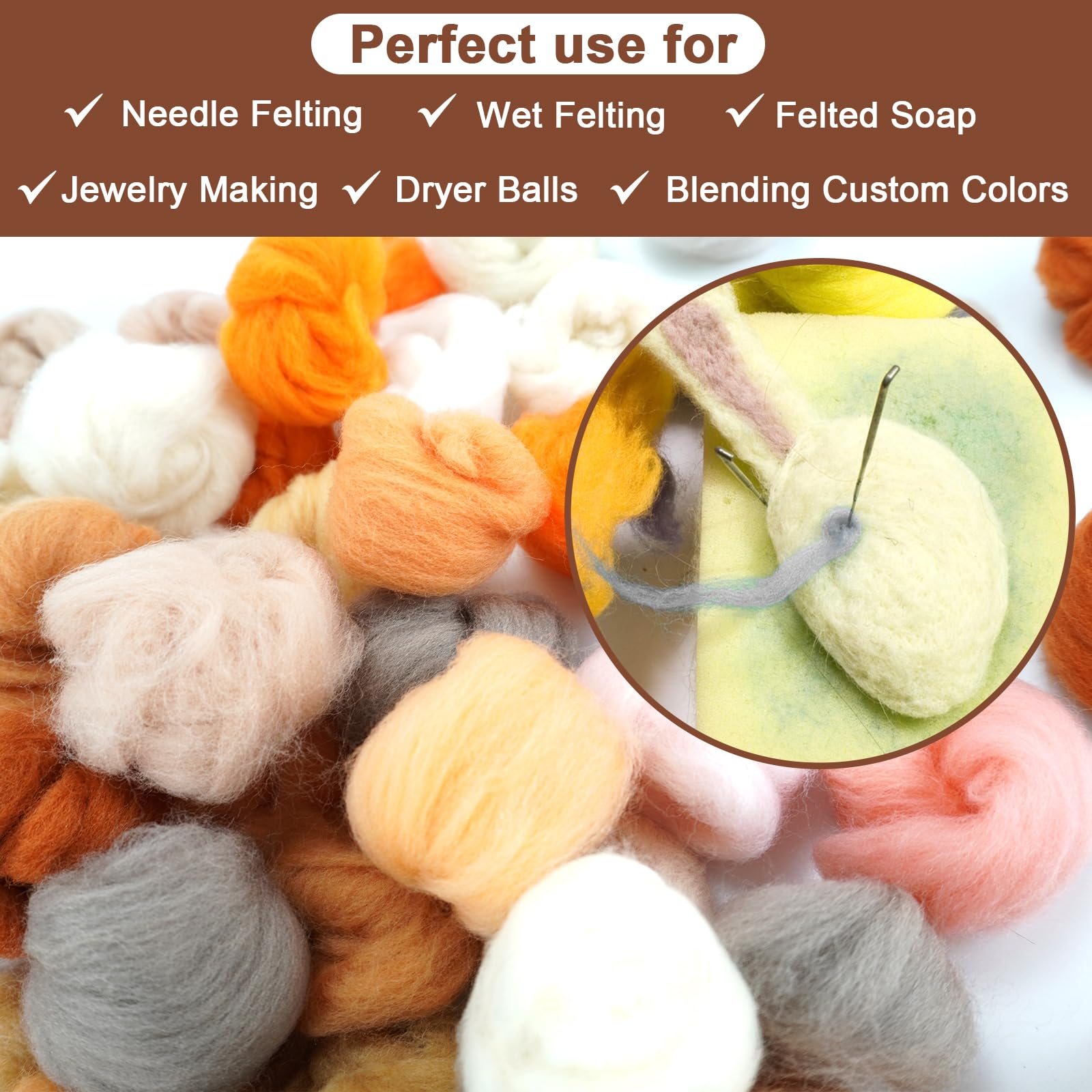 Amazon | 羊毛フェルト 羊毛繊維 3g 初心者お試しセット 24色セット 72
