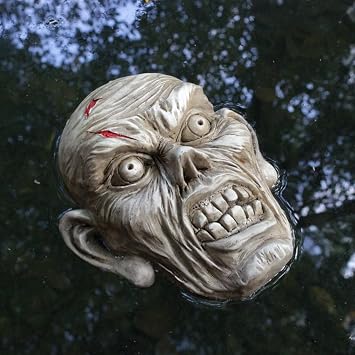 Horror Statue Floating Zombie Statue,Scary Lifelike Zombie Head Sculpture for Garden,Yard Art,Zombie Head Pond Art Decor,Float Zombie for Koi Pond Decoration,Zombie Head Wall Decor