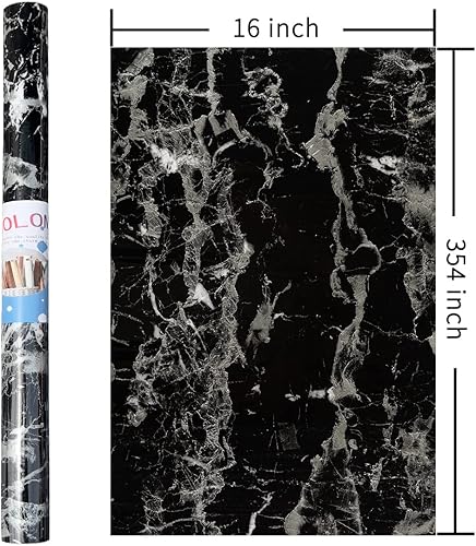 Miniatura 10 de Holomey Papel de contacto de mármol negro de 24 x 354 pulgadas, papel tapiz autoadhesivo extraíble de vinilo decorativo Wll para dormitorio, baño,