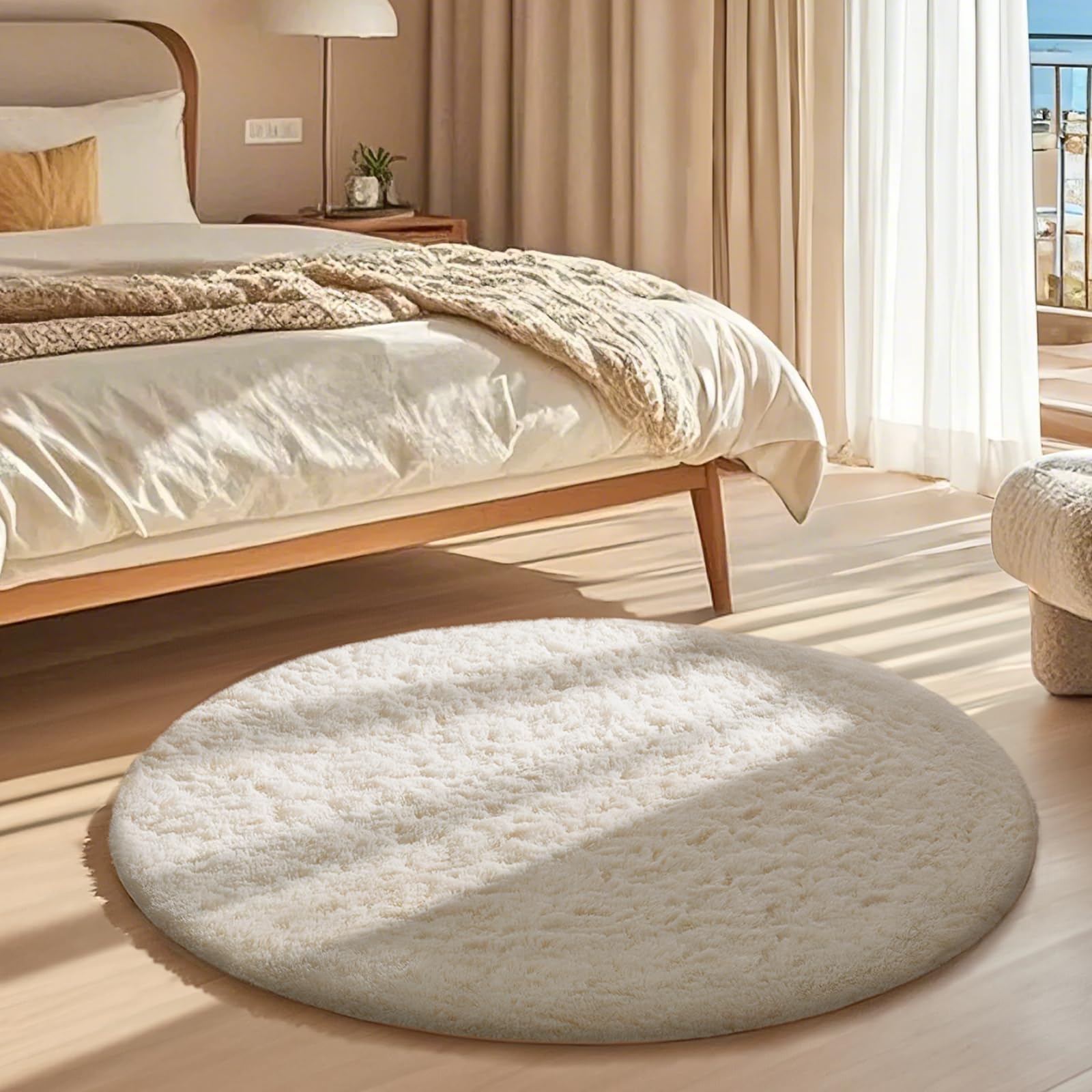Amazon.com: Ophanie Round Rugs 3Ft Ivory Circle Area Rug, Nursery