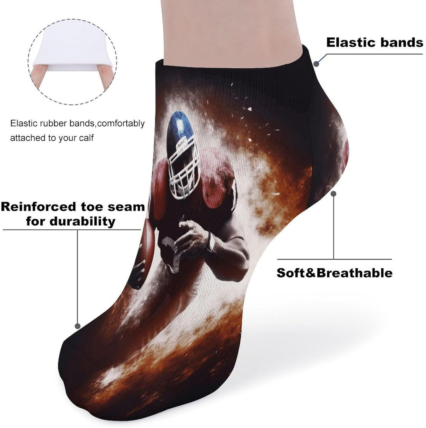 Socks for Men Women 5 Pairs Short Ankle Socks | American Football Low Cut Casual Crew Sock Cute Breathable Athletic Socks Non Slip No Show Sock