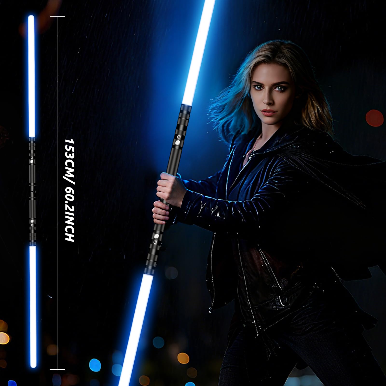 Sabre Laser Enfants 2 en 1 USB Rechargeable RGB 16 Couleurs Sons Simulés de Combats Cadeaux Garçons (2 pièces)