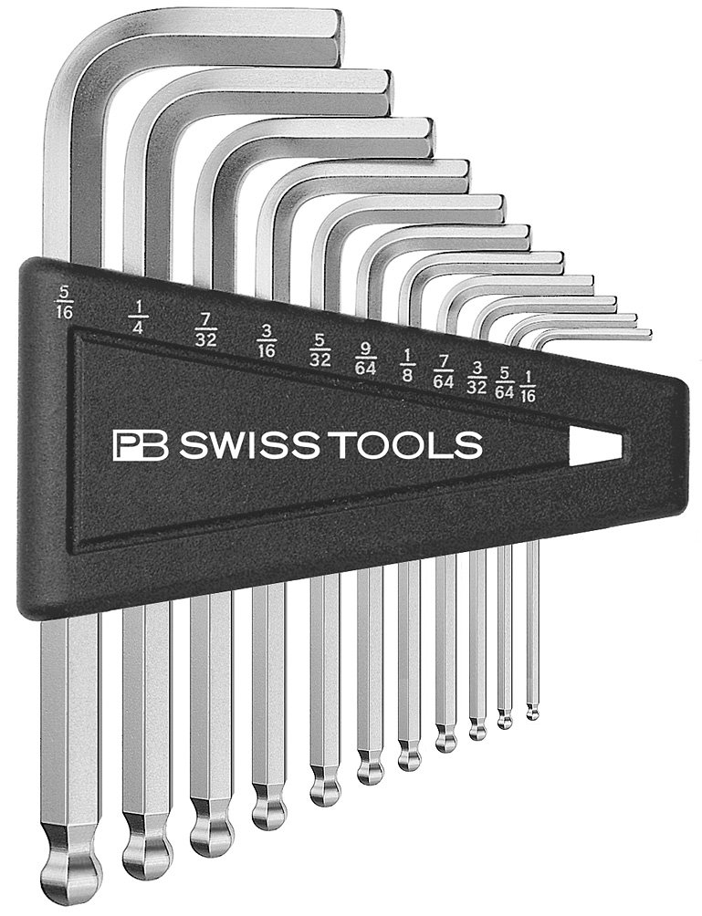 PB SWISS TOOLSPB 212 Allen Wrench Set 12 Pieces Inch Dimensions Ball Head 100% Swiss Made