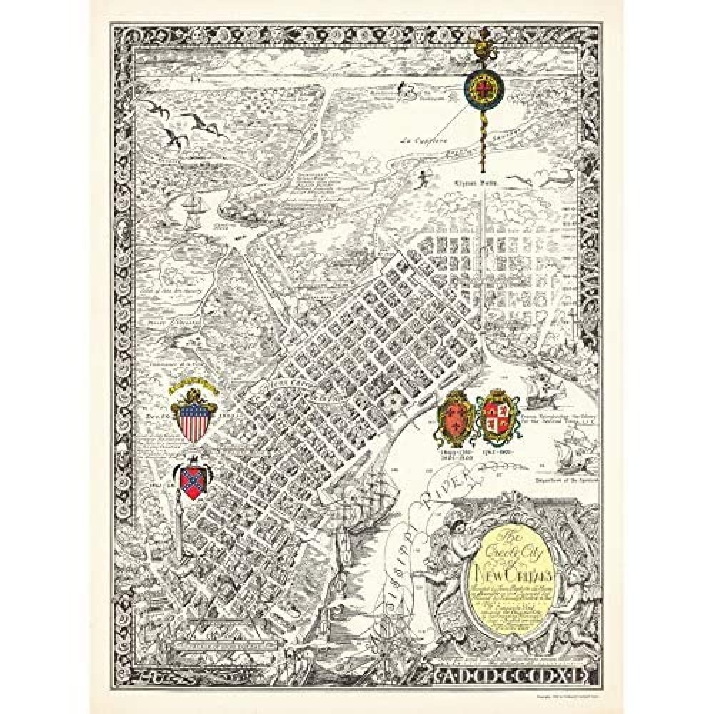 Artery8 Map Curtis 1930 Creole City New Orleans Unframed Wall Art Print Poster Home Decor Premium