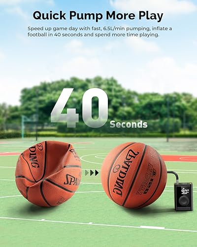 Miniatura 7 de ETENWOLF Bomba de bola P300 Plus, bomba de baloncesto eléctrica para inflar y desinflar, con batería recargable de 3200 mAh, bomba de aire para