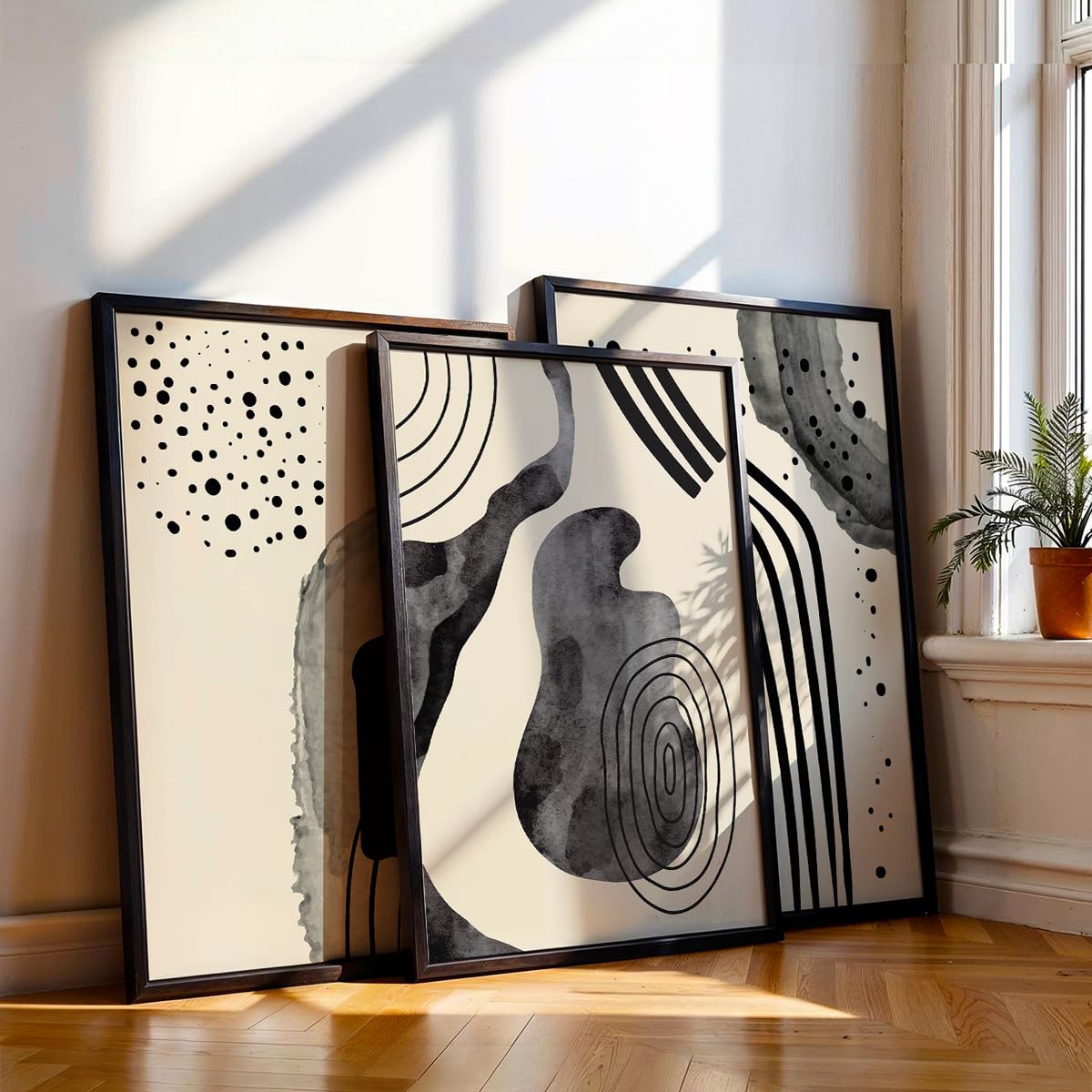 NoWorries Abstract Line Art Wall Decor | Set of 3 Framed Paintings for Home Decoration | Minimalist Wall Art for Living Room, Bedroom, Office & Cafe | 13x19 Inch Modern Prints (Theme: Abstract, Pattern: Line Art)-image-45