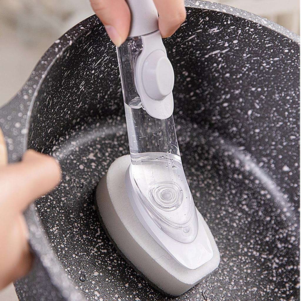 Cleaning Brush Set Cleaning Sponge Replacement Heads for Sink Pot Pan Bowl Gray with 3 Sponge