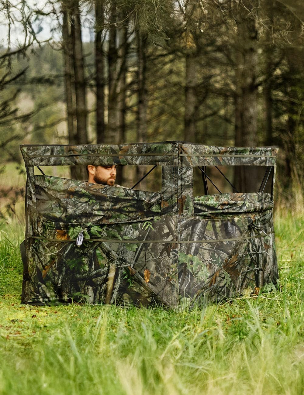 TIDEWE Hunting Blind for Turkey, 3-Panel Blind See Through with Carrying Bag, Silent & Covert Pop Up Ground Blind for 1-2 Person Hunting, Next Camo G2 Green