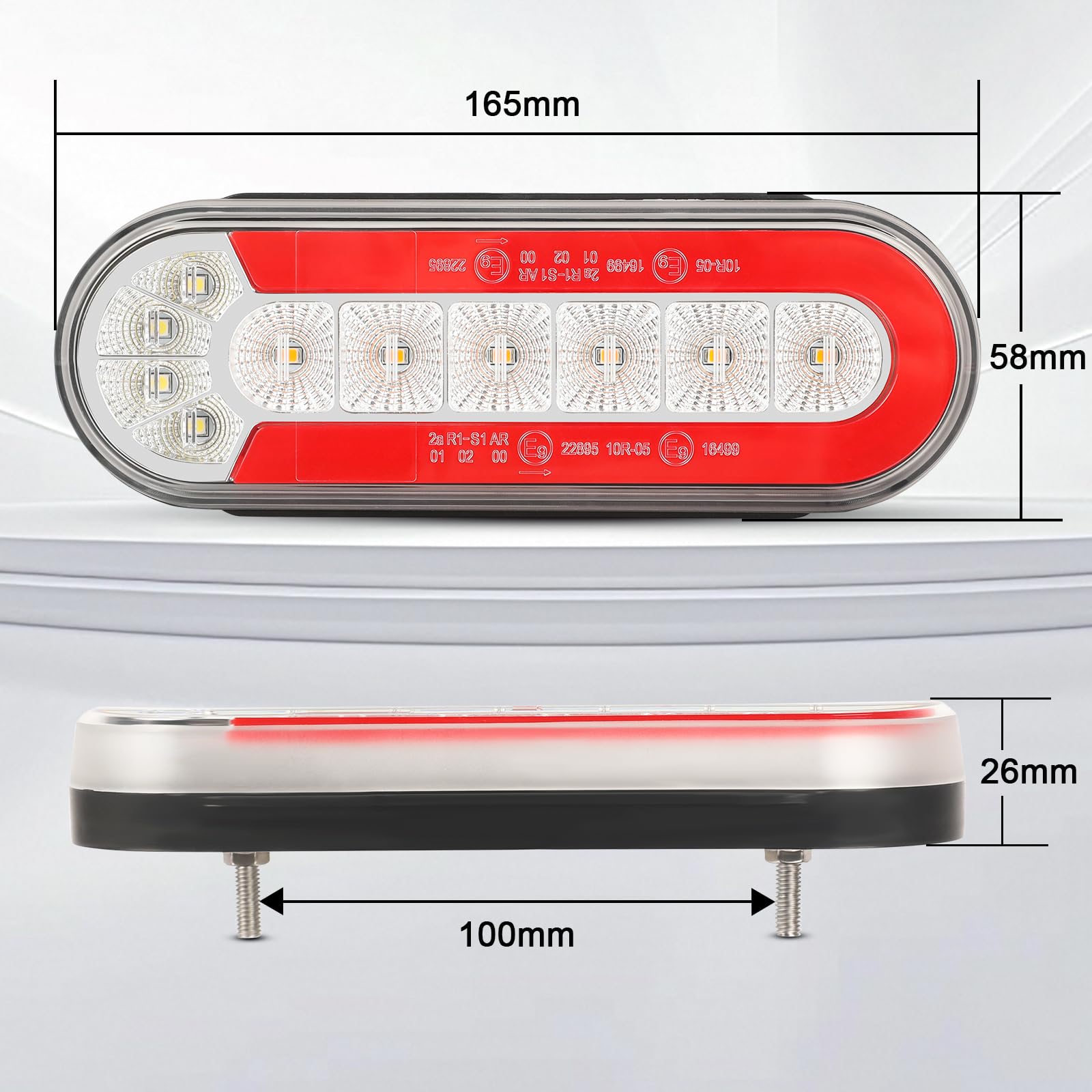 AOHEWEI Luces Traseras LED para Remolques 12/24V, 2 Piezas Impermeables con Luz de Frenos, Posición, Intermitente Dinámico y Marcha Atrás para Autocaravanas, Caravanas, Tractores, Furgonetas