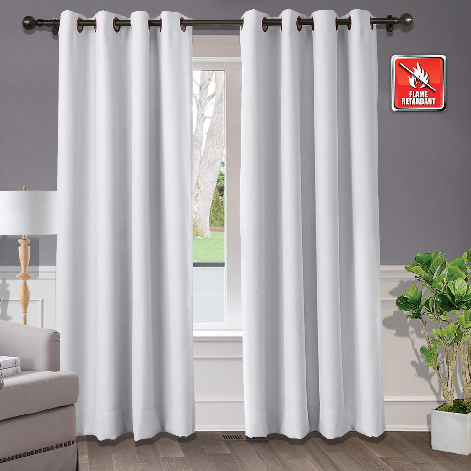 Tende oscuranti isolate termicamente con occhielli in bronzo, per ufficio, hotel, casa, ospedale, grigiastro, 132 x 213 cm, efficienti dal punto di vista energetico e riduzione del rumore