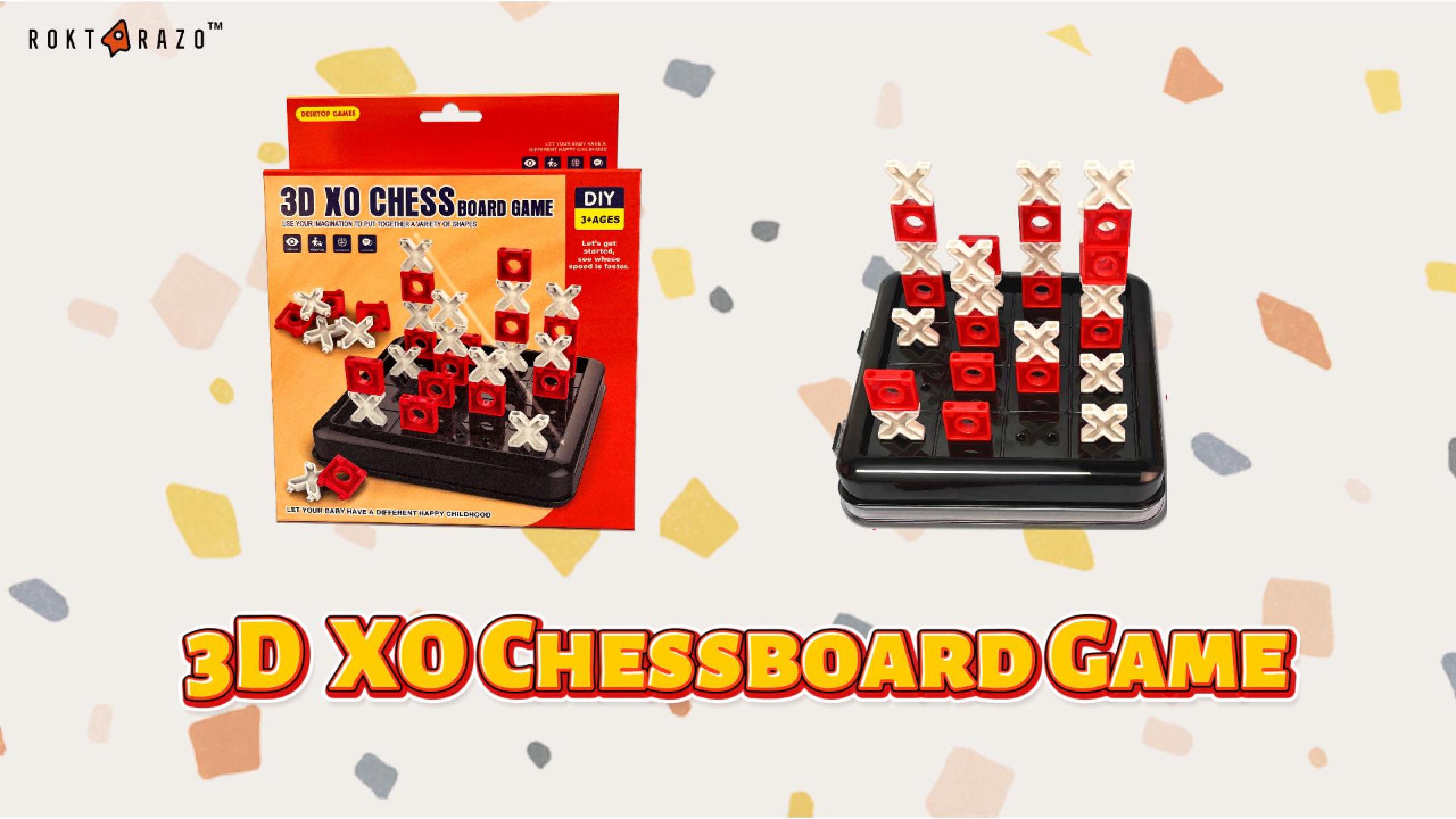 Needzo 3D Wooden Tic-Tac-Toe Board Game - 8x8 Inch Large Decorative Set With Kokopelli & Chili Pepper Pieces