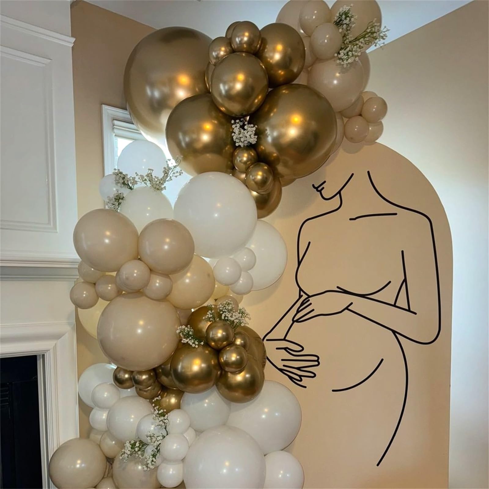 Luftballons Beige Gold, 60 Stück 12 Zoll Retro Nude Aprikose Weiß Sand Metallic Champagner Gold Helium Ballon mit Konfetti Latex Boho Ballons für Geburtstag Deko Bridal Babyparty Hochzeit Dekorations
