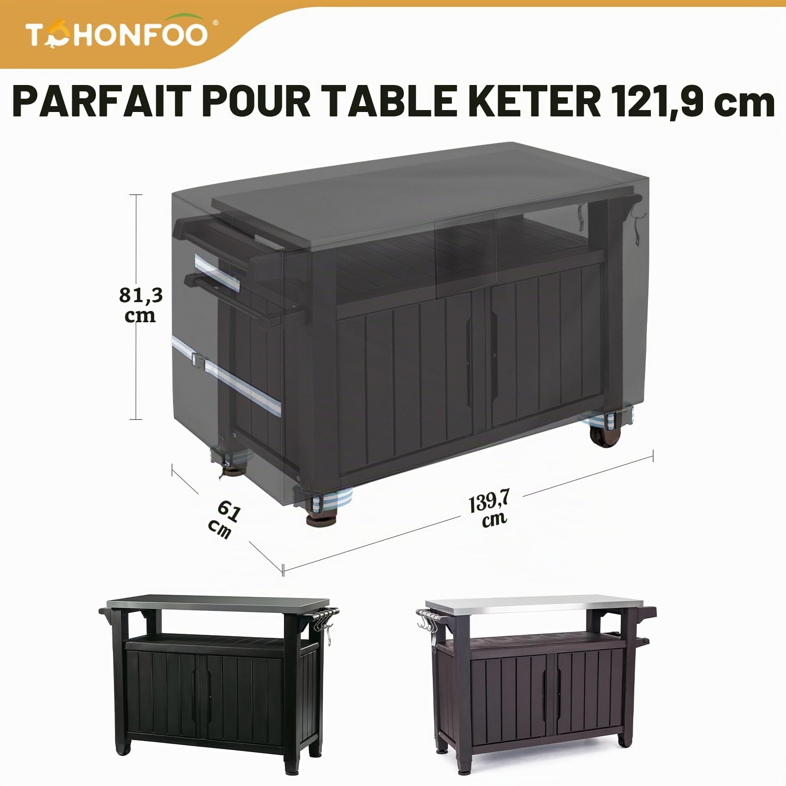 Housse de Table d'extérieur 600D pour Table d'extérieur Portable Keter
