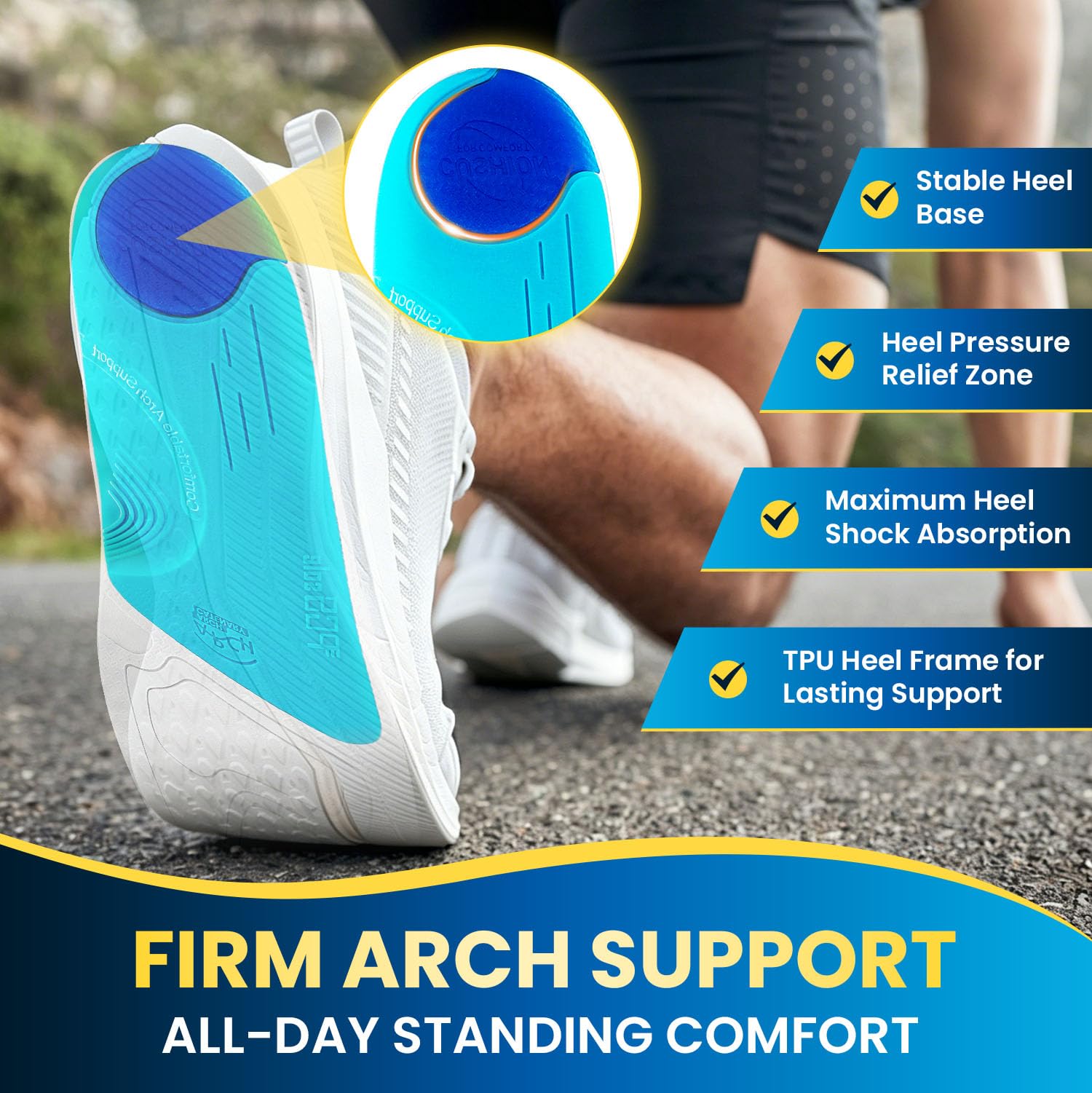 PCSsole Plantari Ortopedici con Supporto per l'Arco – per il Sollievo dalla Fascite Plantare, Plantari cone Supporto Comfort per Piedi Piatti, e Dolore al Tallone,28.6CM