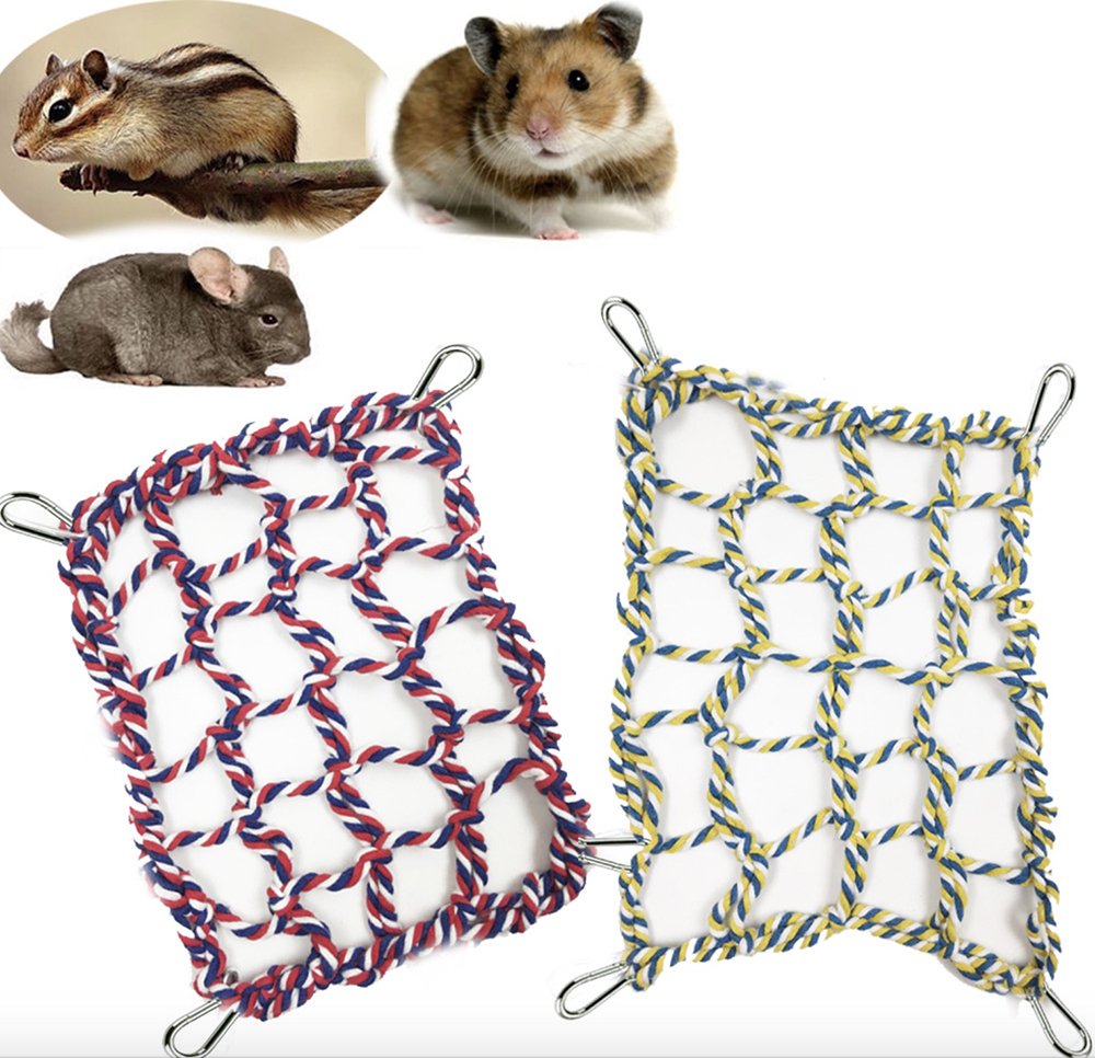 Pet Boredom Breaker Rat Chipmunks Squirrel Cargo Net Small animals Climbing Toys (Red)