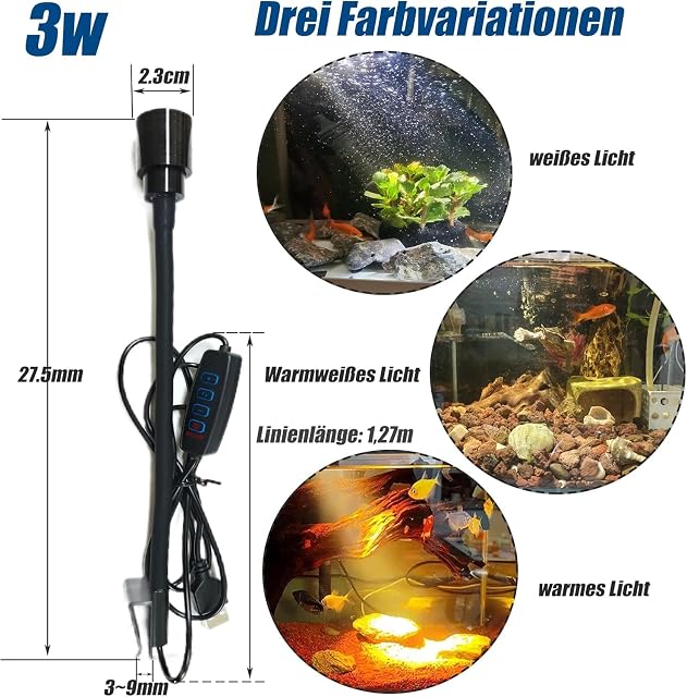 Foto 2 de 6 de 2 Lámparas para Acuario (Cristal de Sujeción de 0,9 Mm), Cambio de Color de Enfoque Ajustable
