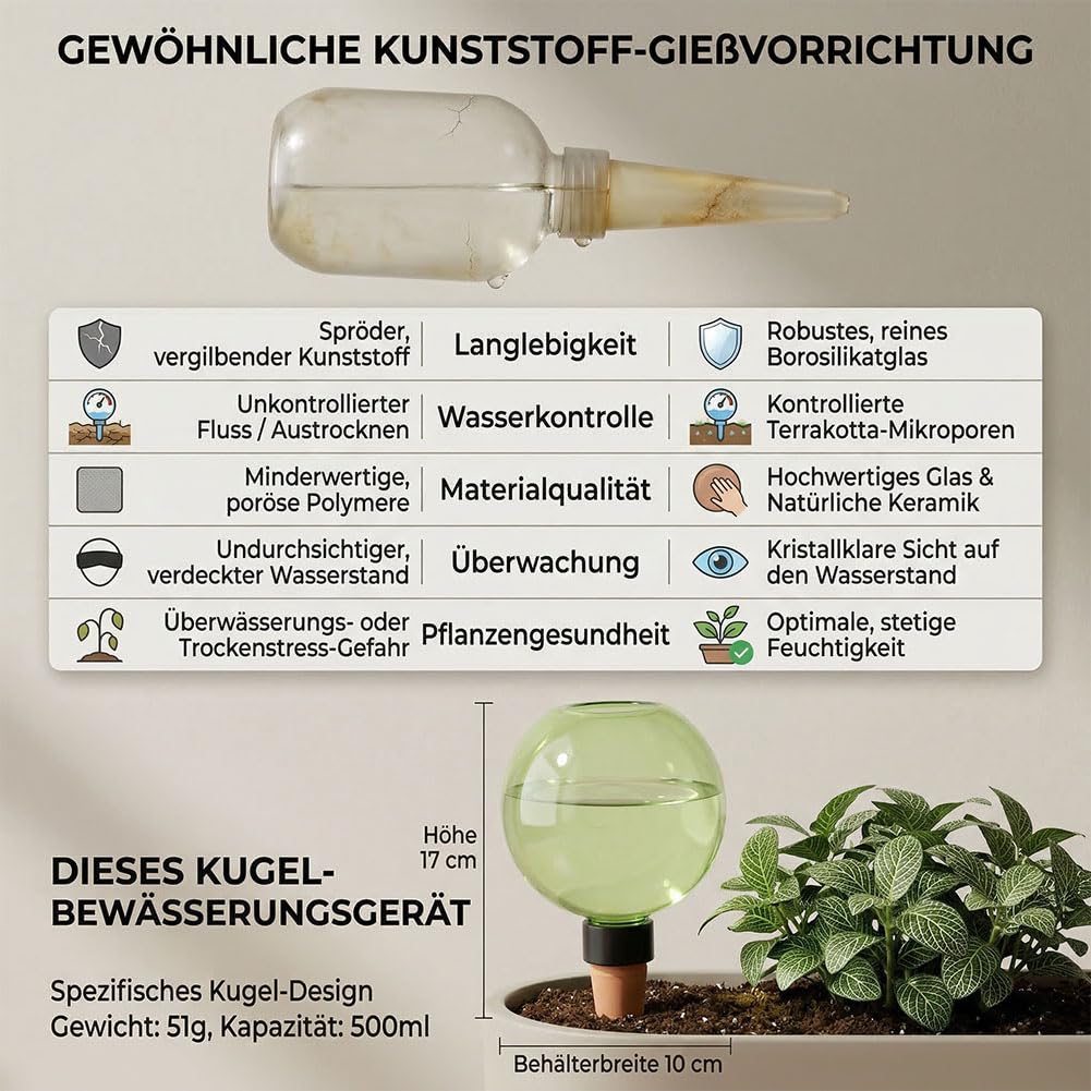 Generisch Bewässerungskugeln für Zimmerpflanzen, 500ml/350ml Bewässerungskugeln Ton für Balkonpflanzen Zimmerpflanzen Outdoor, Tonspitzen Pflanzen Selbstbewässerung (Blau-10, 350ML)