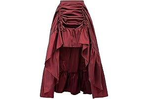 Women's Victorian Steampunk Gothic Irregular Layered Ruffle High Low Bustle Skirt Renaissance Clothing