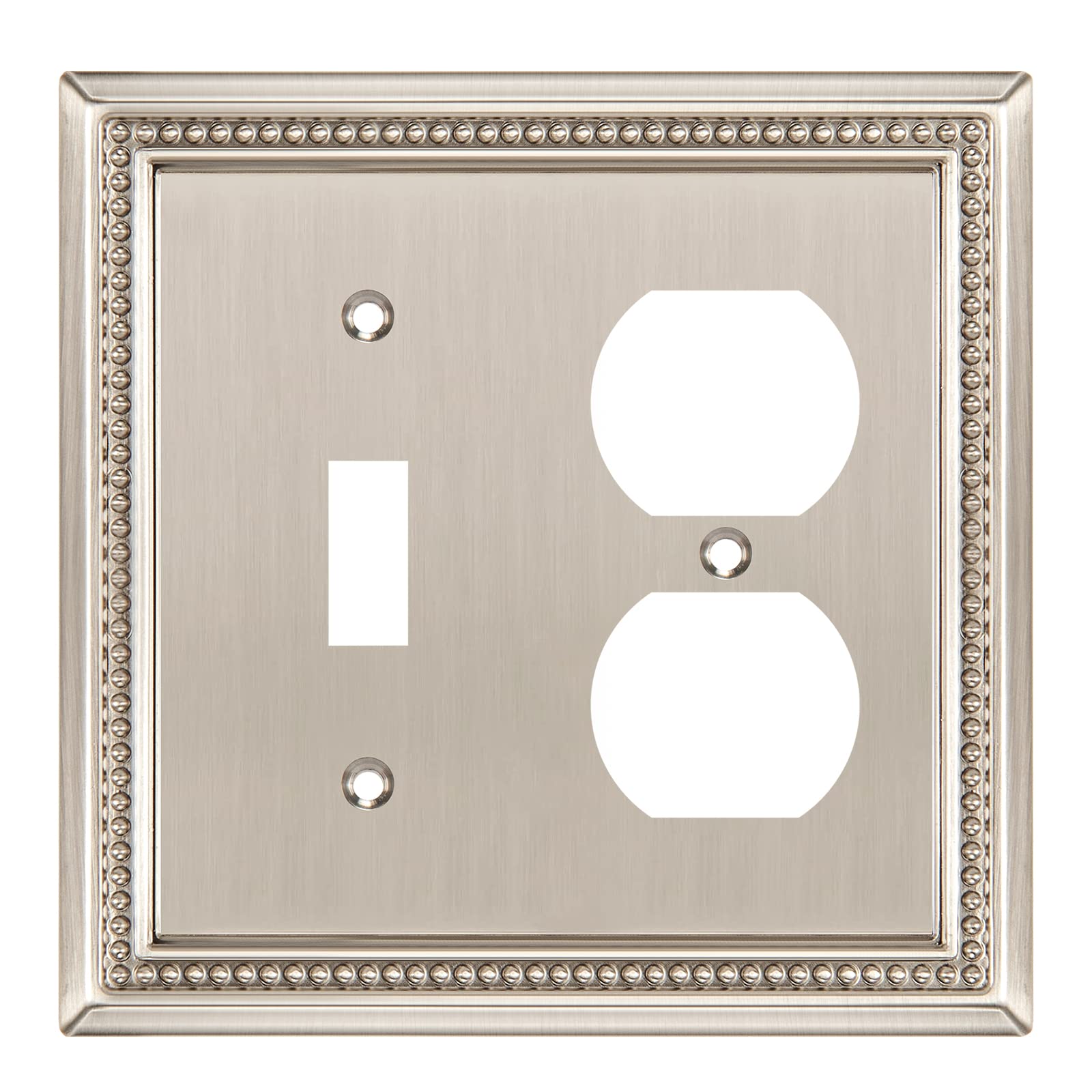 Henne Bery Sunken Pearls Heavy Duty Decorative Wall Plate Switch Plate Outlet Cover (Toggle/Duplex, Satin Nickel)