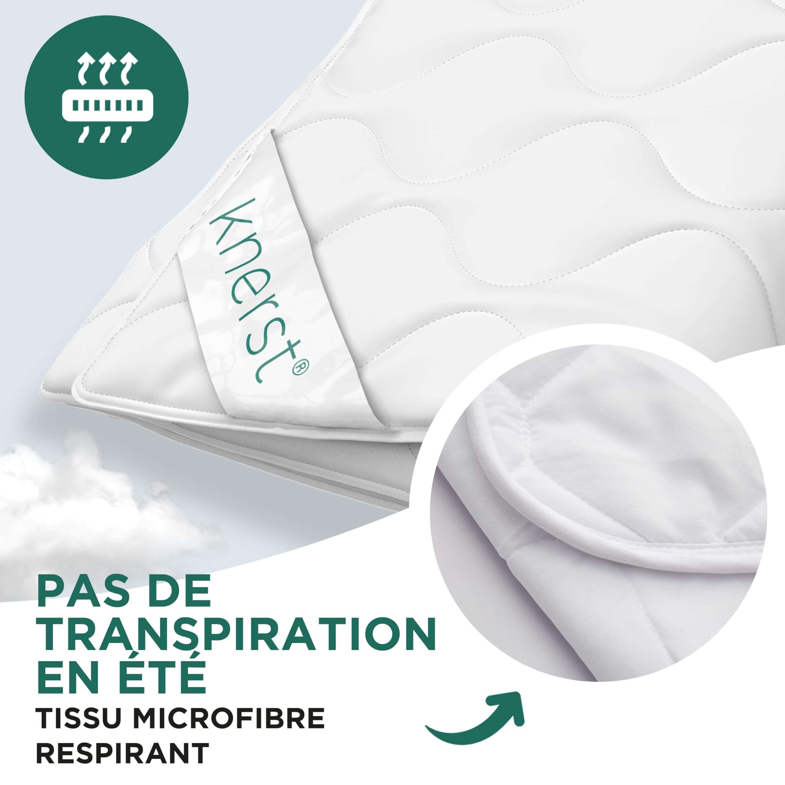 KNERST® Couette Été 260x240 – Couette Légère et Respirante – Couette Microfibre pour Nuits Chaudes – Couverture Lit Lavable et Confortable