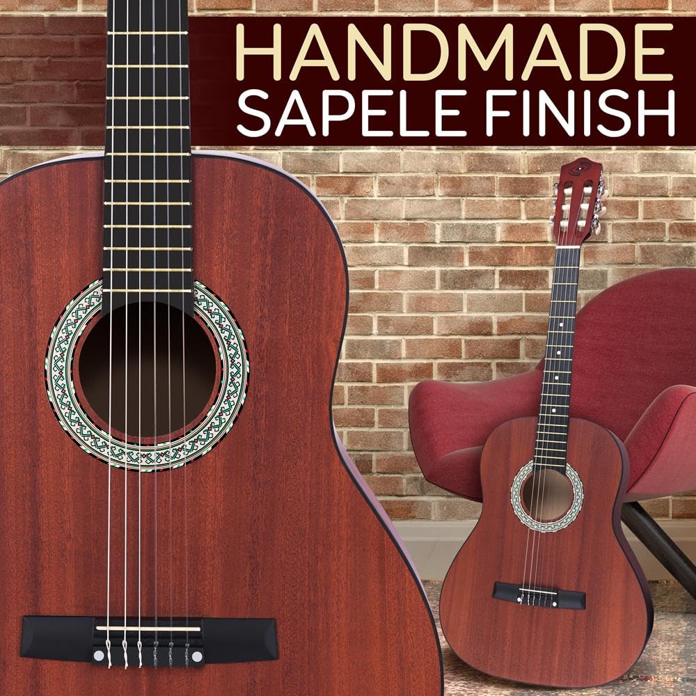 Pyle 6 Chitarra Acustica Junior Set da 91 cm, Corde in Nylon di Misura ¾ in Legno Guitarra Acustica Classica per Giovani Principianti, Bambini, Ragazzi, Ragazze, Adulti con Pacchetto di Accessori
