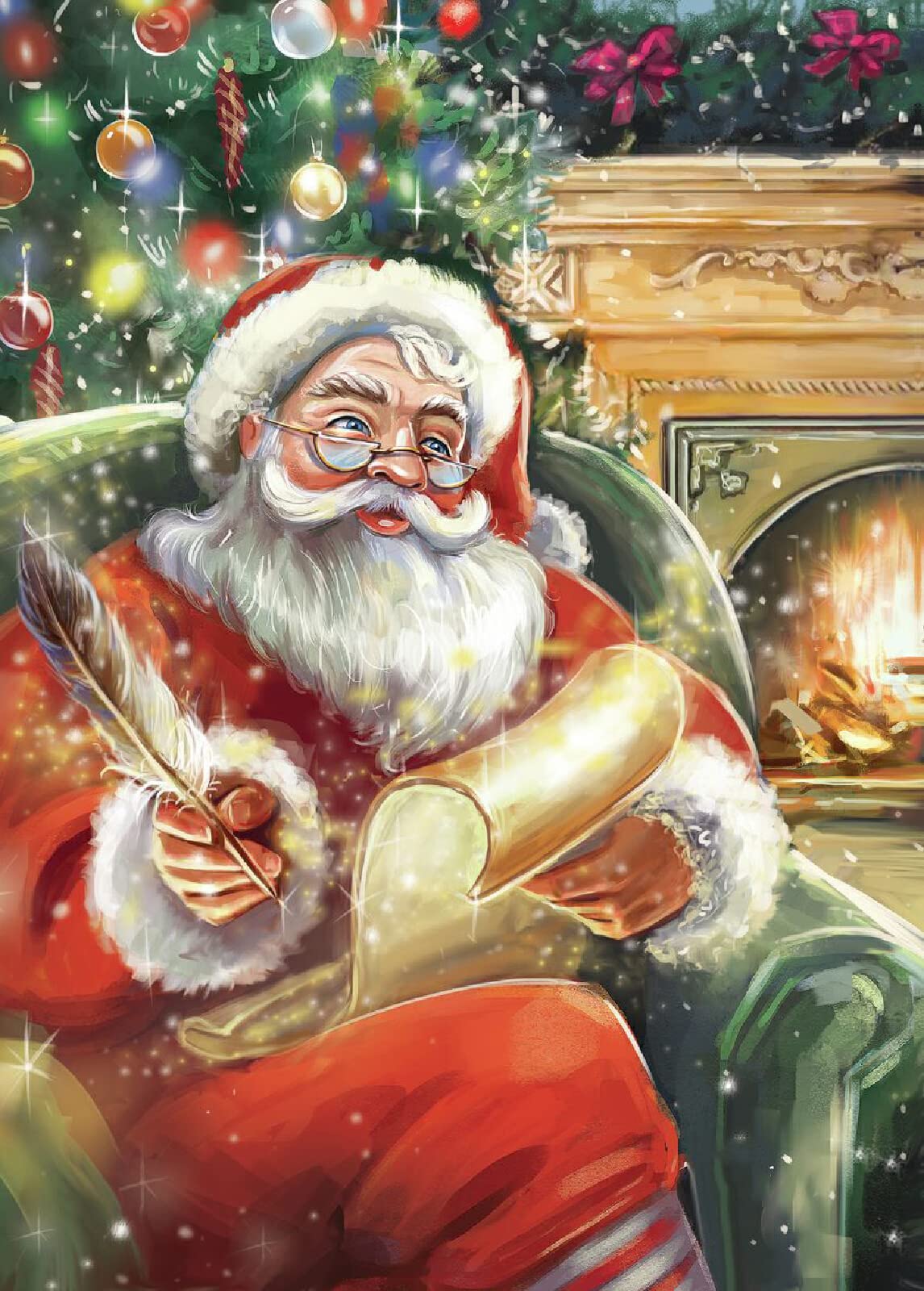 Broderie diamant Père Noël 5D point de croix mosaïque ronde pour décoration