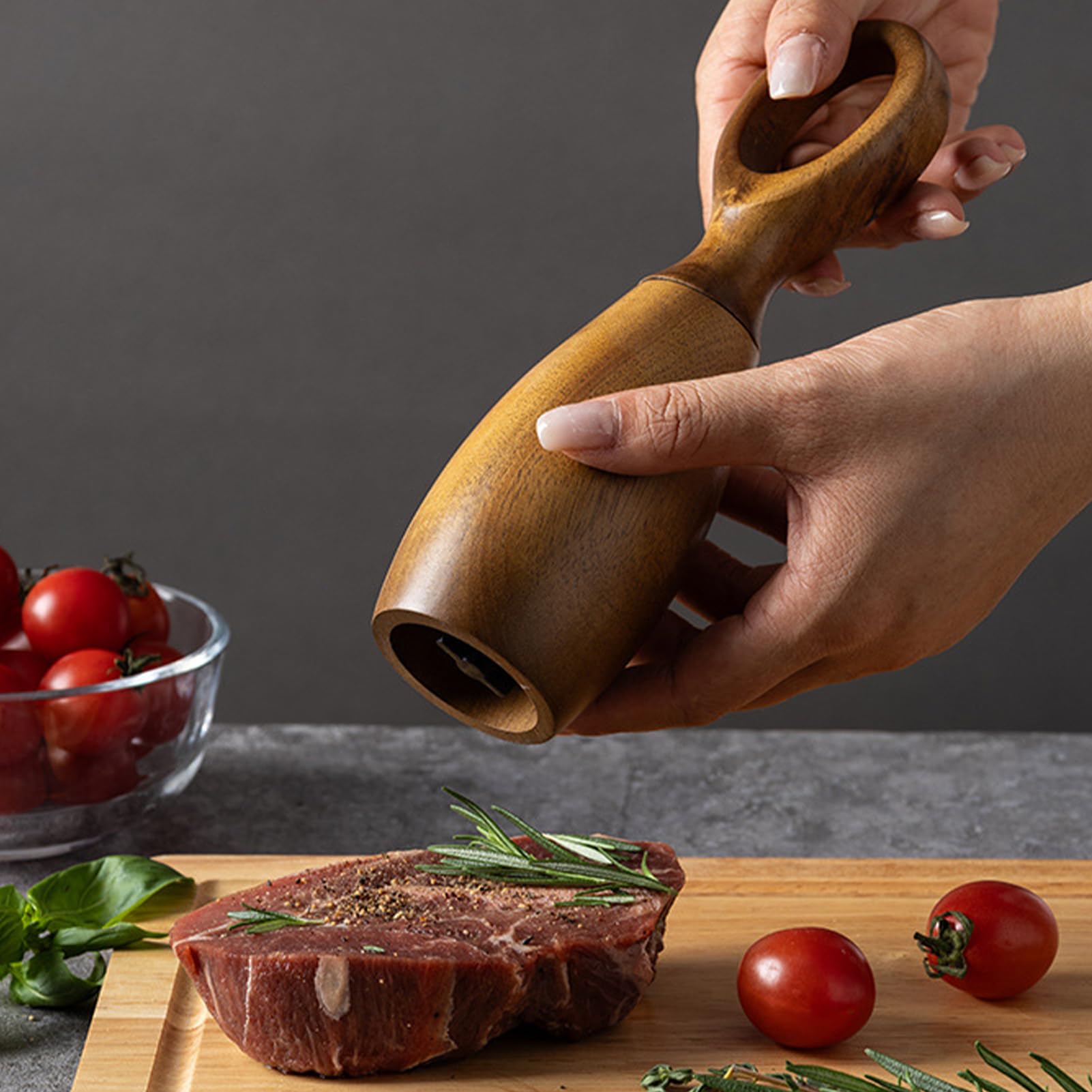 Drewniany zestaw młynków do soli i pieprzu, ręczny młynek do pieprzu, rdzeń ceramiczny do wielokrotnego napełniania, sól i młynek z regulowaną grubością, do domu, kuchni, gotowania na świeżym
