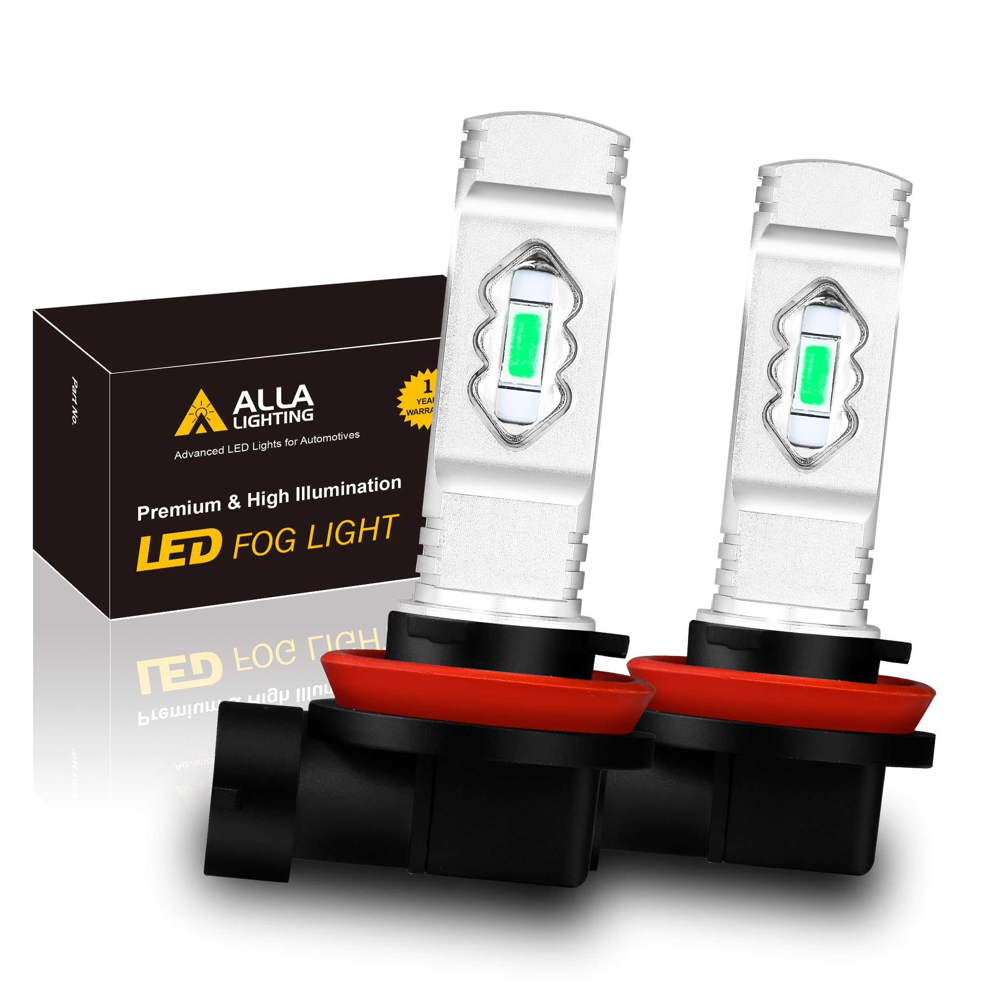 Alla Lighting 3800lm H8 H11 LED Bulbs H16, 8000K Ice Blue Fog Lights High Illumination ETI 56-SMD Xtreme Super Bright Lamp Replacement
