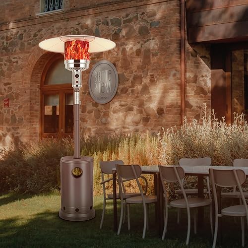 Miniatura 9 de Hykolity Calentador de propano para patio de 50,000 BTU, quemador de acero inoxidable, sistema de triple protección, ruedas, calentadores exteriores