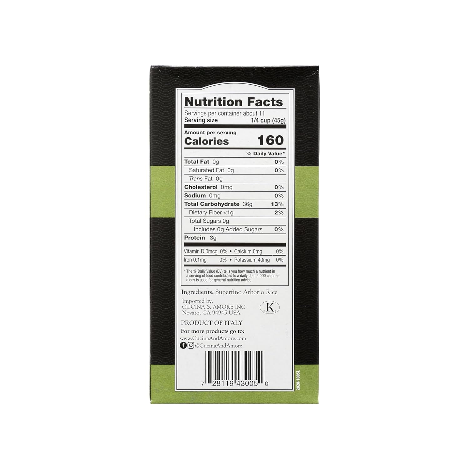 Cucina & Amore Superfino Italian Arborio Rice - 8.8 Lbs (17.6oz x 8 Pack) | Pantry Perfect, Vegetarian, Ideal for Risotto and Creamy Dishes