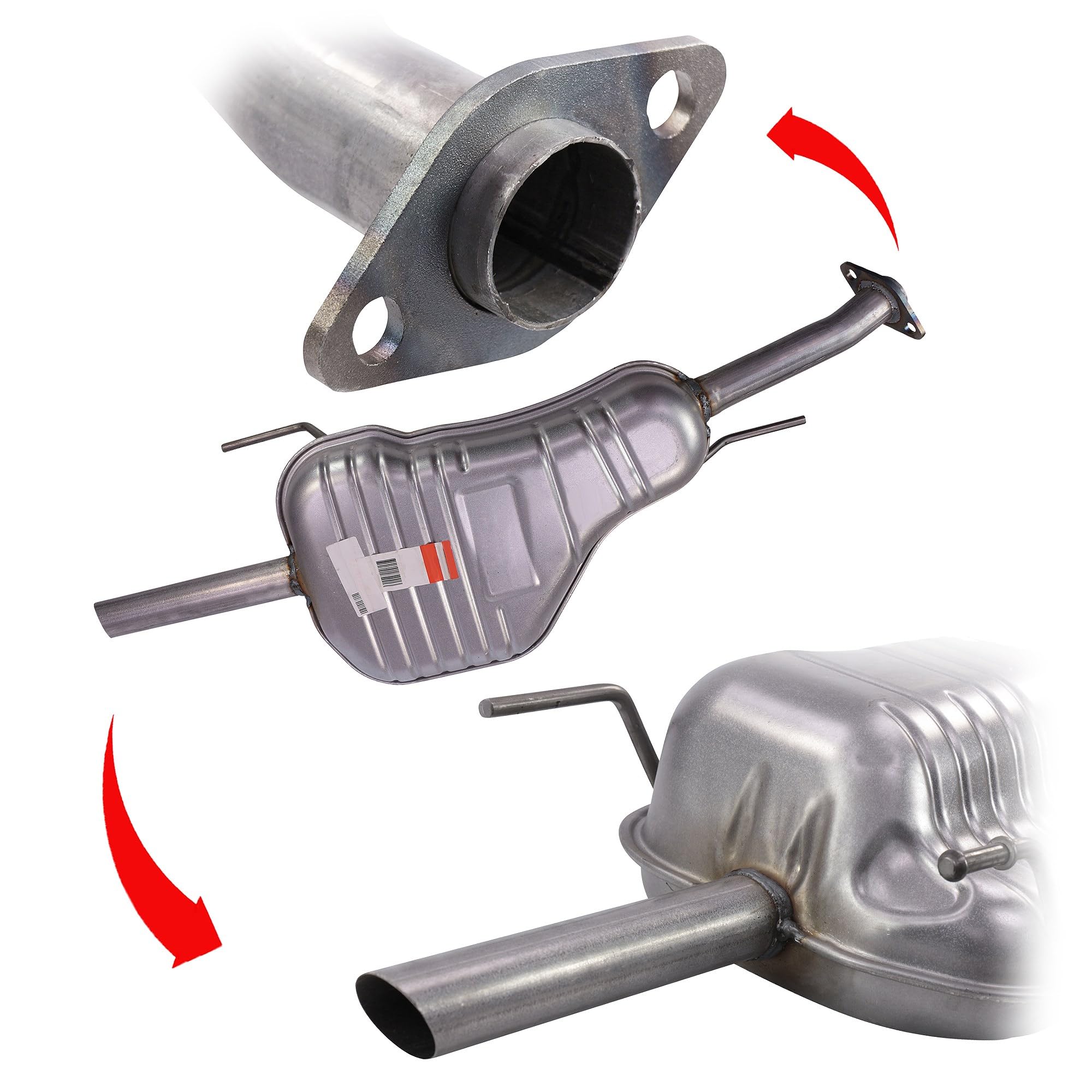 BESTPRICE Auspuff Schalldämpfer Set 1x Endschalldämpfer, mit Montagematerial Kompatibel mit OPEL ASTRA G Caravan (T98), ASTRA G Kasten/Kombi (F70)