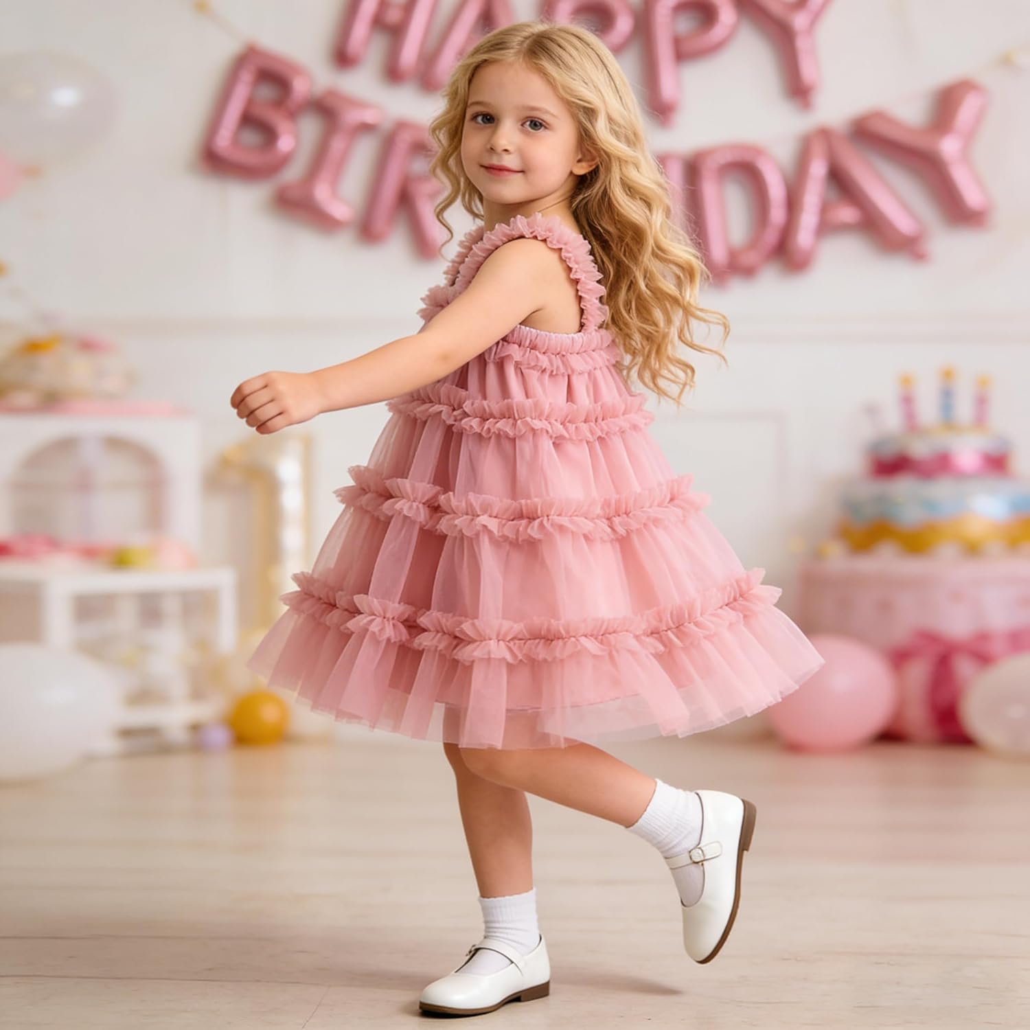 AGQT Baby Girls Tutu Dress Sleeveless Toddler Infant Tulle Tutu Layered Lace Mini Dresses Size 9M-5T - Image 3