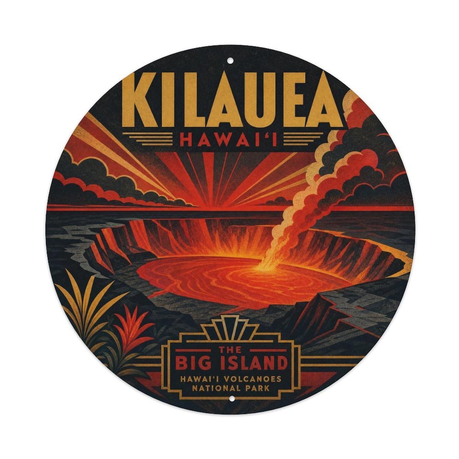 Okahys 8X8inch Classic Style Kilauea Crater Hawaii Geology Travel Nature Journey Metal Tin Sign